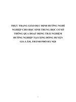 THỰC TRẠNG GIÁO dục ĐỊNH HƯỚNG NGHỀ NGHIỆP CHO học SINH TRUNG học cơ sở THÔNG QUA HOẠT ĐỘNG TRẢI NGHIỆM HƯỚNG NGHIỆP tại CỘNG ĐỒNG HUYỆN GIA lâm, THÀNH PHỐ hà nội 