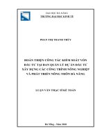 Hoàn thiện công tác kiểm soát vốn đầu tư tại ban quản lý dự án đầu tư xây dựng các công trình nông nghiệp và phát triển nông thôn đà nẵng 