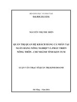 Quản trị quan hệ khách hàng cá nhân tại Ngân hàng Nông nghiệp và Phát triển Nông thôn Việt nam- Chi nhánh tỉnh Kon Tum