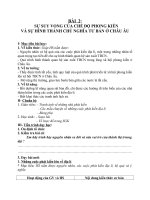 Giáo án Lịch sử 7 bài 2: Sự suy vong của chế độ phong kiến và sự hình thành chủ nghĩa tư bản ở Châu Âu