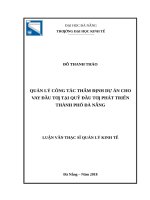 Quản lý công tác thẩm định cho vay dự án đầu tư tại quỹ đầu tư phát triển thành phố đà nẵng 