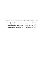 THỰC TRẠNG PHỐI hợp GIỮA NHÀ TRƯỜNG và CỘNG ĐỒNG TRONG GIÁO dục HƯỚNG NGHIỆP CHO học SINH TRUNG học cơ sở  THÀNH PHỐ hải DƯƠNG,TỈNH hải DƯƠNG 