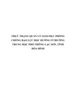 THỰC TRẠNG QUẢN lý GIÁO dục PHÒNG CHỐNG bạo lực học ĐƯỜNG ở TRƯỜNG TRUNG học PHỔ THÔNG lạc sơn, TỈNH hòa BÌNH 