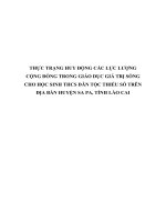 THỰC TRẠNG HUY ĐỘNG các lực LƯỢNG CỘNG ĐỒNG TRONG GIÁO dục GIÁ TRỊ SỐNG CHO học SINH THCS dân tộc THIỂU số TRÊN địa bàn HUYỆN SA PA, TỈNH lào CAI 