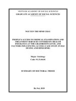 Tiếp cận của người dân với dịch vụ khám, chữa bệnh bảo hiểm y tế ở tuyến cơ sở và các yếu tố ảnh hưởng (nghiên cứu trường hợp tại hải dương và bình định) tt tiếng anh 