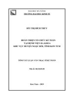 Hoàn thiện tổ chức kế toán tại bệnh viện đa khoa khu vực huyện ngọc hồi, tỉnh kon tum 