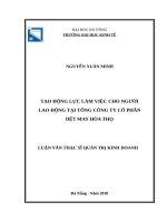 Tạo động lực làm việc cho người lao động tại tổng công ty CP dệt may hòa thọ 