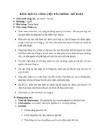 BẢNG MÔ TẢ CÔNG VIỆC TÀI CHÍNH – KẾ TOÁN