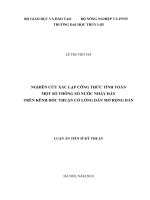 Nghiên cứu xác lập công thức tính toán một số thông số nước nhảy đáy trên kênh dốc thuận có lòng dẫn mở rộng dần 