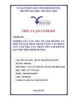 NGHIÊN CỨU CÁC YẾU TỐ ẢNH HƯỞNG VÀ MỘT SỐ GIẢI PHÁP NHẰM NÂNG CAO ĐỘNG LỰC LÀM VIỆC CỦA NHÂN VIÊN TẠI KHÁCH SẠN THE MIRA BÌNH DƯƠNG