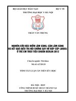 Nghiên cứu đặc điểm lâm sàng, cận lâm sàng và kết quả điều trị hội chứng suy hô hấp cấp (ARDS) ở trẻ em theo tiêu chuẩn berlin 2012 tt 