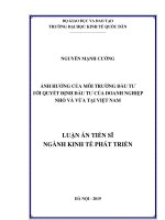 Ảnh hưởng của môi trường đầu tư tới quyết định đầu tư của doanh nghiệp nhỏ và vừa tại việt nam 