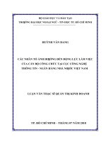 Các nhân tố tác động đến động lực làm việc của cán bộ công chức tại cục công nghệ thông tin của ngân hàng nhà nước việt nam 