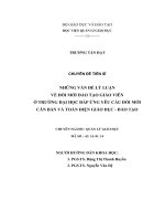 Chuyên đề tiến sỹ - Những vấn đề lý luận về đổi mới đào tạo giáo viên ở trường Đại học đáp ứng yêu cầu đổi mới căn bản và toàn diện giáo dục – Đào tạo