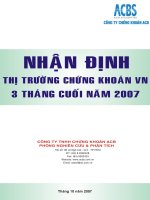 Thị trường Chứng khoán 3 tháng cuối năm 2007
