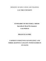 Kiến thức bản địa và khả năng thích ứng với lũ của nông dân tỉnh an giang tt tiếng anh 