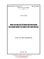 Nâng cao hiệu quả sử dụng vốn kinh doanh của doanh nghiệp xây dựng ở việt nam hiện nay 