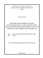 Phương pháp thảo luận nhóm trong dạy học môn đường lối cách mạng của đảng cộng sản việt nam theo định hướng phát triển năng lực cho sinh viên các trường đại học tt tiếng 