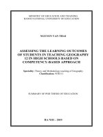 Đánh giá kết quả học tập của học sinh trong dạy học địa lí 12 ở trường trung học phổ thông theo định hướng phát triển năng lực tt tiếng anh 