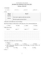 ĐỀ KIỂM TRA ĐỊNH KÌ CUỐI NĂM LỚP 3- MÔN TOÁN