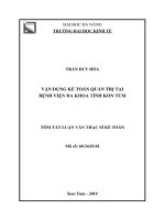 Vận dụng kế toán quản trị tại Bệnh viện Đa khoa tỉnh