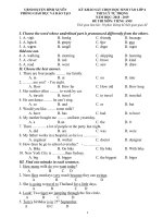 ĐỀ THI TIENG ANH VÀO LỚP 6 NĂM 20182019