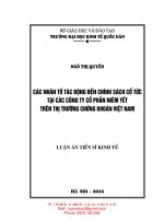 Các nhân tố tác động đến chính sách cổ tức tại các công ty cổ phần niêm yết trên thị trường chứng khoán việt nam 