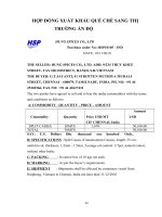 HỢP ĐỒNG XUẤT KHẨU QUẾ CHẺ SANG THỊ TRƯỜNG ẤN ĐỘ