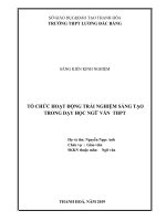 Tổ chức hoạt động trải nghiệm sáng tạo trong dạy học Ngữ Văn THPT