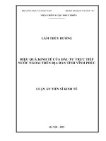 Hiệu quả kinh tế của đầu tư trực tiếp nước ngoài trên địa bàn tỉnh Vĩnh Phúc