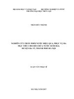 Nghiên cứu phân phối nước hiệu quả, phục vụ đa mục tiêu cho hồ chứa nước suối hai huyện ba vì, thành phố hà nội 