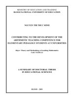 Góp phần phát triển năng lực dạy học số học cho sinh viên ngành giáo dục tiểu học ở trường đại học tt tiếng anh 