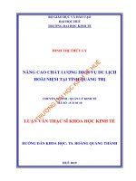 Nâng cao chất lượng dịch vụ du lịch hoài niệm tại tỉnh quảng trị 