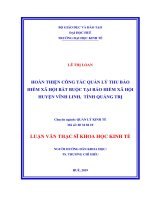 HOÀN THIỆN CÔNG tác QUẢN lý THU bảo HIỂM xã hội bắt BUỘC tại bảo HIỂM xã hội HUYỆN VĨNH LINH, TỈNH QUẢNG TRỊ 