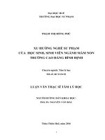 XU HƯỚNG NGHỀ SƯ PHẠM CỦA HỌC SINH, SINH VIÊN NGÀNH MẦM NON TRƯỜNG CAO ĐẲNG BÌNH ĐỊNH