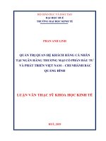 QUẢN TRỊ QUAN hệ KHÁCH HÀNG cá NHÂN tại NGÂN HÀNG THƯƠNG mại cổ PHẦN đầu tư và PHÁT TRIỂN VIỆT NAM – CHI NHÁNH bắc QUẢNG BÌNH