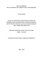 Nghiên cứu cơ sở khoa học cho giải pháp bảo tồn, phục hồi và phát triển loài cây sến trung (homalium ceylanicum (gardner) benth) tại tỉnh thừa thiên huế tt tiếng anh 