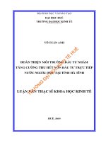 Hoàn thiện môi trường đầu tư nhằm tăng cường thu hút vốn đầu tư trực tiếp nước ngoài (FDI) tại tỉnh hà tĩnh 