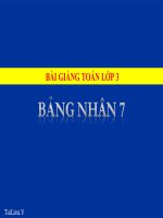 Bài giảng Toán 3 chương 2 bài 8: Bảng nhân 7