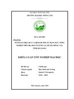Đánh giá hiệu quả và định hướng sử dụng đất nông nghiệp trên địa bàn xã sủng là, huyện đồng văn, tỉnh hà giang 