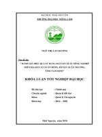 Đánh giá hiệu quả sử dụng đất sản xuất nông nghiệp trên địa bàn xã xuân hồng, huyện xuân trường, tỉnh nam định 