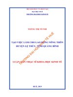 Tạo việc làm cho lao động nông thôn huyện lệ thủy, tỉnh quảng bình 