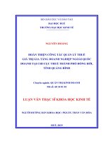 HOÀN THIỆN CÔNG tác QUẢN lý THUẾ GIÁ TRỊ GIA TĂNG DOANH NGHIỆP NGOÀI QUỐC DOANH tại CHI cục THUẾ THÀNH PHỐ ĐỒNG hới, TỈNH QUẢNG BÌNH 