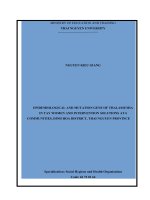 Đặc điểm dịch tễ học, đột biến gen bệnh thalassemia ở phụ nữ người dân tộc tày và thử nghiệm giải pháp can thiệp tại 6 xã, huyện định hóa, tỉnh thái nguyên tt tiếng anh 