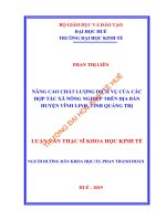 Nâng cao chất lượng dịch vụ của các hợp tác xã nông nghiệp trên địa bàn huyện vĩnh linh, tỉnh quảng trị 