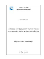 Giáo dục giá trị đạo đức truyền thống cho sinh viên ở tỉnh quảng nam hiện nay 