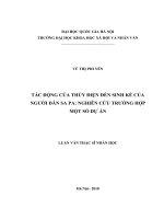 TÁC ĐỘNG CỦA THỦY ĐIỆN ĐẾN SINH KẾ CỦA NGƯỜI DÂN SA PA NGHIÊN CỨU TRƯỜNG HỢP MỘT SỐ DỰ ÁN