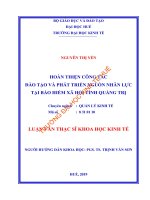 HOÀN THIỆN CÔNG TÁC ĐÀO TẠO VÀ PHÁT TRIỂN NGUỒN NHÂN LỰC TẠI BẢO HIỂM XÃ HỘI TỈNH QUẢNG TRỊ