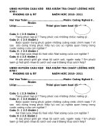 Đề thi học kì 1 môn công nghệ 6 có đáp án 