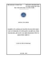 Nghiên cứu đánh giá nguồn tài nguyên thực vật có tinh dàu ở vườn quốc gia bến én, tỉnh thanh hóa, đề xuất các biện pháp bảo tồn và khai thác hợp lý 